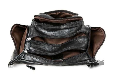 Leather waist pouch black, leather waist wallet - BagsWish