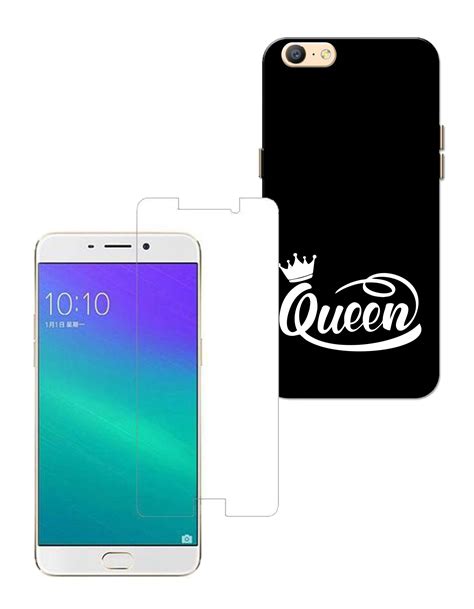 Buy Combo of Oppo A57 - Queen Black White Case with Screen Protector - Hard Back Case Cover and ...