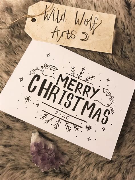 Aesthetic Christmas Cards hand drawn art | Etsy