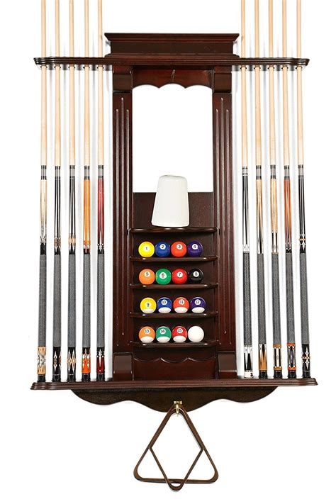 Iszy billiards pool stick holder wall mount cue rack w chalk holders ...