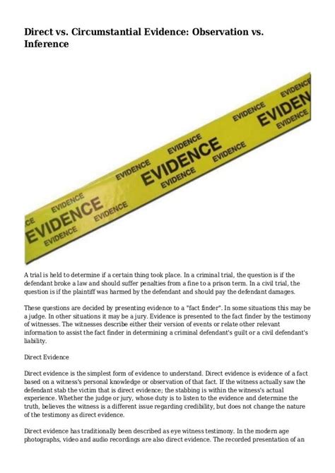 Direct vs. Circumstantial Evidence: Observation vs. Inference