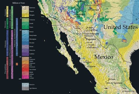 1. Geological map of Mexico and the Southwestern United States. Legend:... | Download Scientific ...