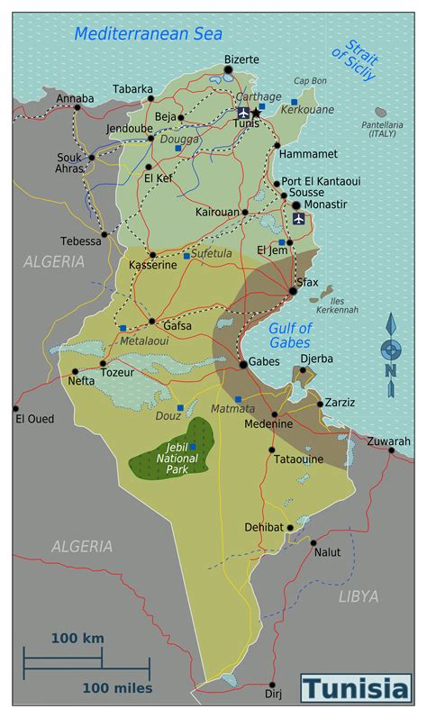 Large detailed regions map of Tunisia | Tunisia | Africa | Mapsland | Maps of the World