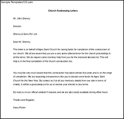 Church Fundraising Letter Template MS Word Download - Sample Templates - Sample Templates