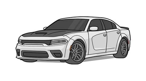 How to draw a DODGE CHARGER SRT HELLCAT REDEYE / drawing dodge charger widebody 2019 car - YouTube