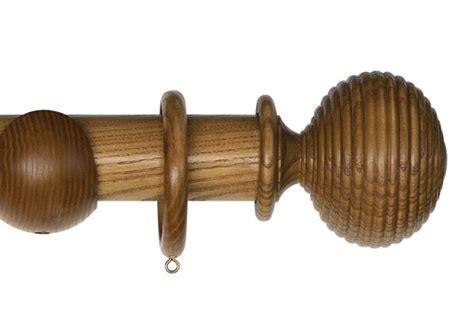 Light Oak Curtain Poles with Langton Finial