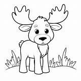 Premium Vector  Cute Moose Coloring Page For Children sketch template