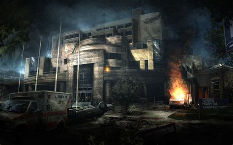 fire, Hospital, Ambulances, Concept art, Apocalyptic, Abandoned, Abandoned city Wallpapers HD ...