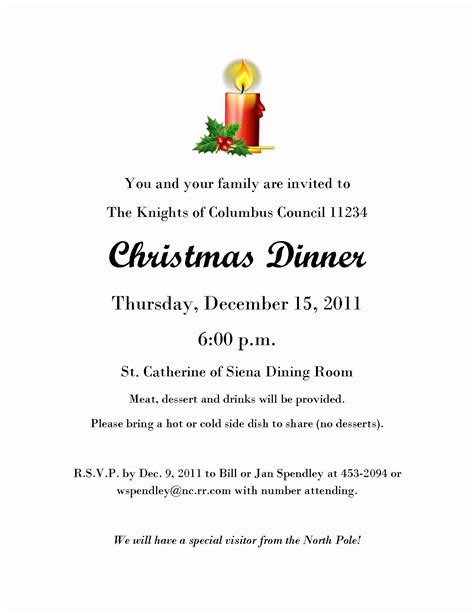 Christmas Dinner Invitation Template Elegant Christmas Eve Dinner ...