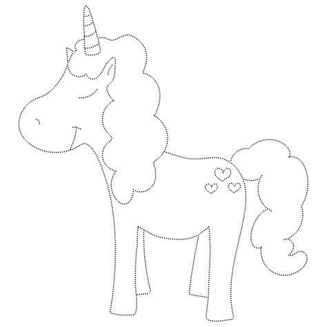 Smiling Unicorn Tracing coloring page - Download, Print or Color Online for Free