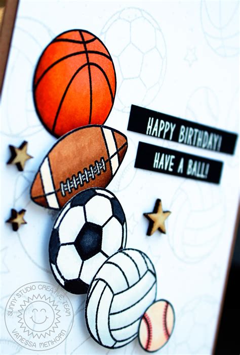 Sunny Studio: Team Player Sports Themed Birthday Card with Vanessa