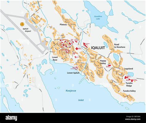 vector street map of Iqaluit, the capital of the Canadian territory Nunavut Stock Vector Image ...