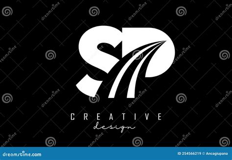 Creative White Letters SP S P Logo with Leading Lines and Road Concept Design. Letters with ...