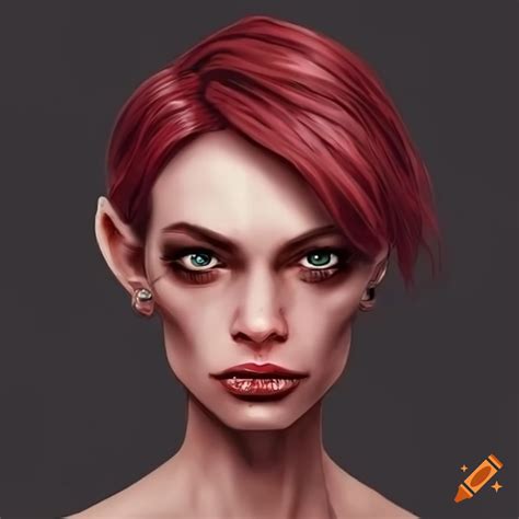 Digital art of a maroon-haired humanoid alien woman on Craiyon