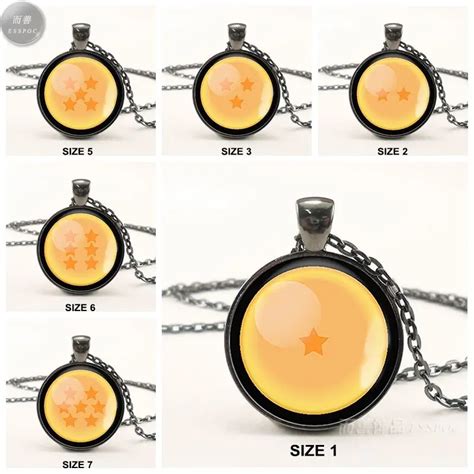 Hot Anime Dragon Ball Z Necklace Orange One seven Stars Glass Cabochon ...