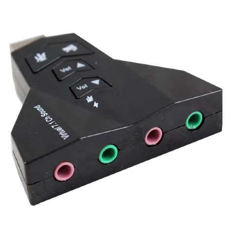 7.1 Channel USB 2.0 External Sound Card w/Dual 3.5mm Headset and Microphone Jack Interface ...