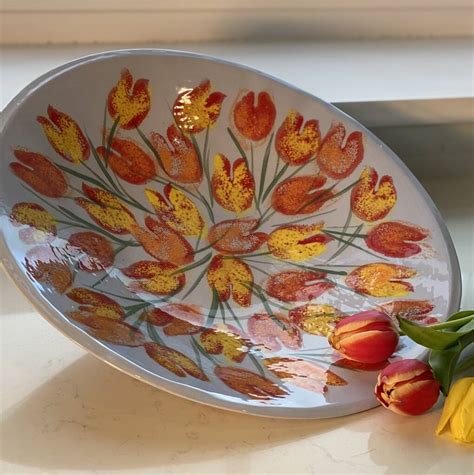 Tulip Design Handmade Ceramic Serving Platter By Jane Elmer-Smith ...