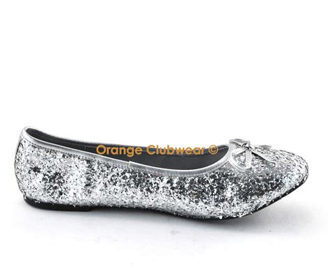 PLEASER Star 16g Women's Silver Glitter Flats Shoes | eBay