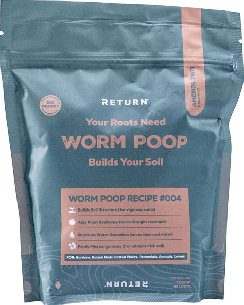 Return Worm Poop Recipe #004—1-QT Bag—Natural Worm Castings for Plants, Vegetable Garden, Lawns ...