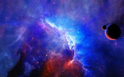 Online crop | blue and red abstract painting, space, space art, planet, nebula HD wallpaper ...