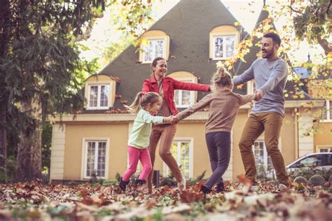 Family Playing Outside. Autumn Season. Stock Image - Image of outside ...