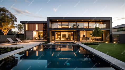 Premium AI Image | A house with a pool and a tree