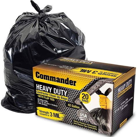 Commander 33 in. x 45 in. 42 Gal. Black Heavy-Duty Trash Bags (Pack of ...