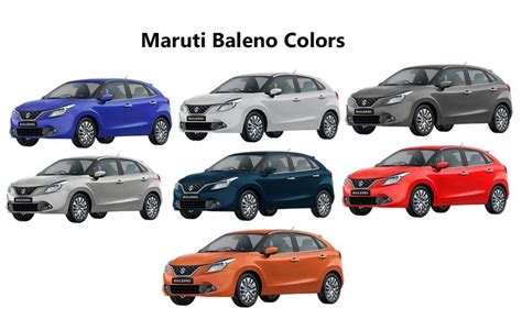 Maruti Baleno Colors - Red, Blue, Silver, Orange, White, Gray, Ray Blue