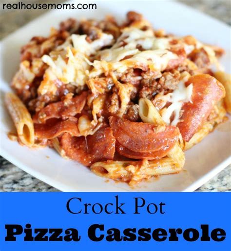 crock pot pizza casserole on a white plate