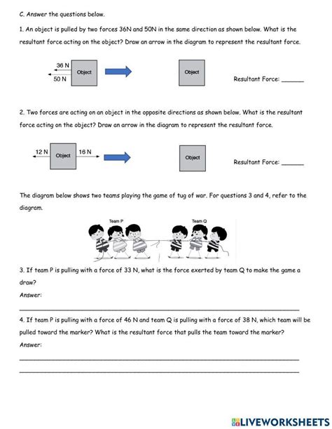 Resultant Force exercise | Live Worksheets - Worksheets Library