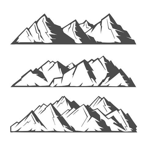 Hand Drawn Mountain Outline Illustration - HD Stock Images