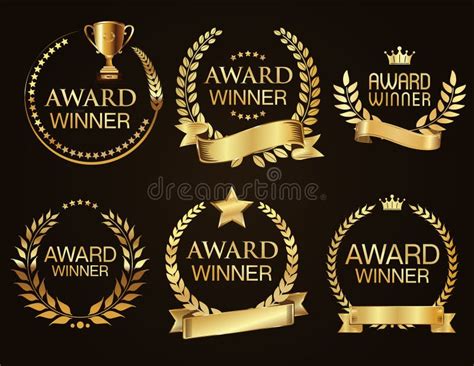 Golden Laurel Wreath Award Winner Collection Stock Illustration - Illustration of gold, vector ...