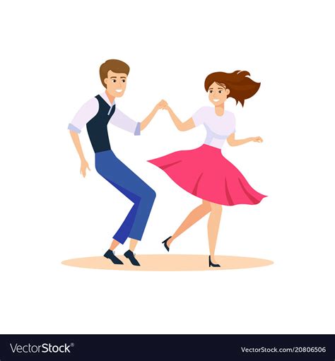 Dancing couple swing dancers Royalty Free Vector Image