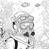 Snorkeling coloring Page – Coloring Corner sketch template