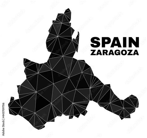 Low-poly Zaragoza Province map. Polygonal Zaragoza Province map vector constructed of randomized ...