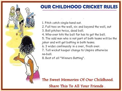 Sport: Childhood Cricket Rules