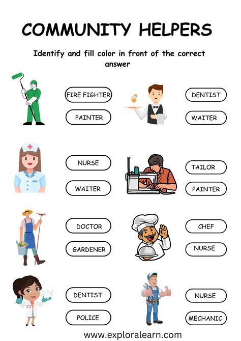 Community Helpers Worksheets For Kindergarten