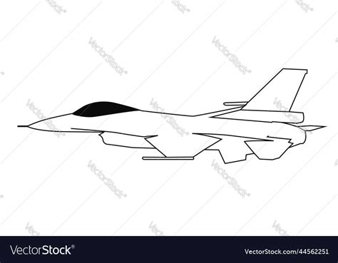 F16 jet fighter outline design Royalty Free Vector Image