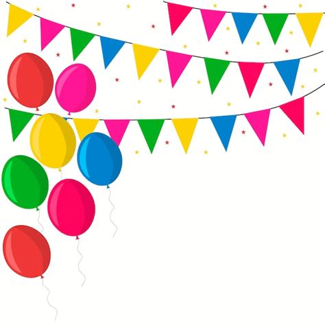 Premium Vector | Party banners with flags and ballons