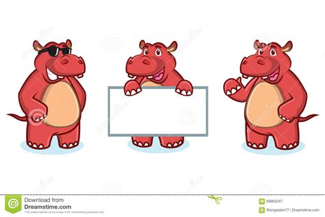 Red Hippo Mascot happy stock vector. Illustration of aquatic - 69863247