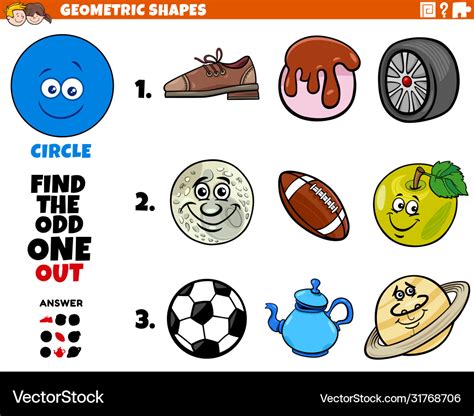 Circle shape objects educational game for kids Vector Image