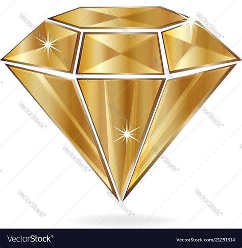 Gold diamond isolated Royalty Free Vector Image