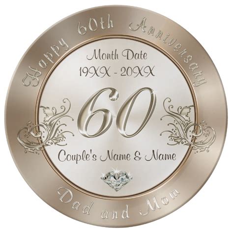 Personalised 60th Anniversary Gifts for Parents Plate | Zazzle