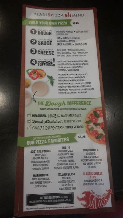 Menu at Blaze Pizza pizzeria, Roseville