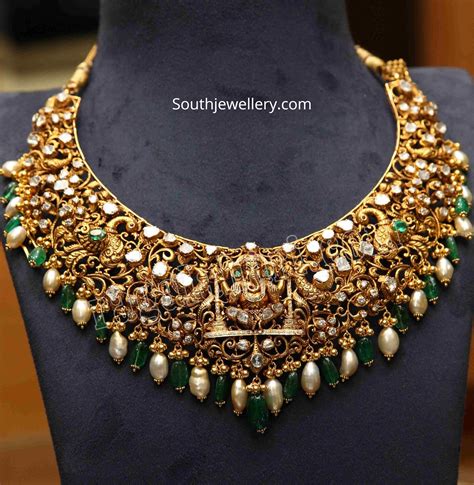 Antique gold polki necklace - Indian Jewellery Designs