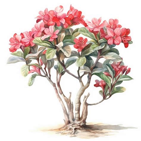 Premium Photo | Watercolor painting of the adenium flower garden