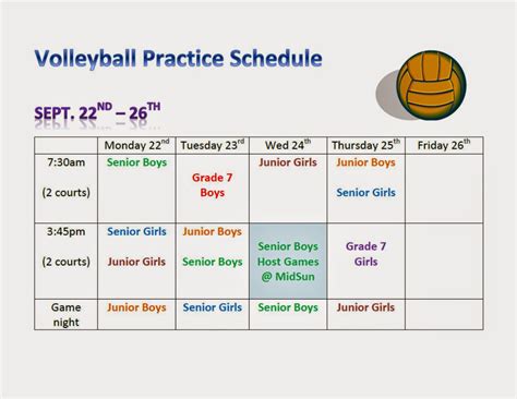 MidSun School Blog: MidSun 2014 Volleyball Practice Schedule