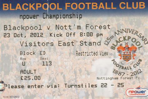 Blackpool v Nottingham Forest 23-Oct-2012 - ProgrammeCollector.Net