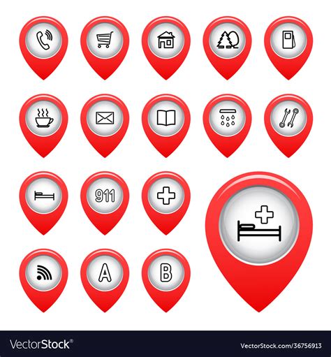 Icons on map arrow Royalty Free Vector Image - VectorStock