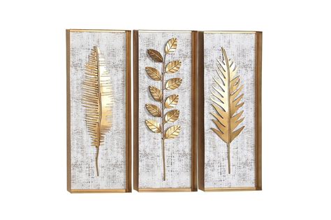 Natural Gold Leaf Wall Decor Set of 3 at Gardner-White